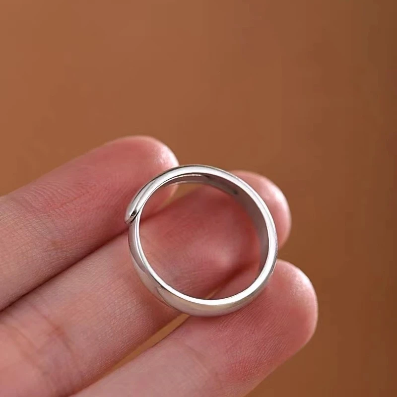 Buyee 925 Sterling Silver Couples Ring Sets Light Polishing Simple Open Ring Finger for Woman Man Wedding Fine Jewelry Circle