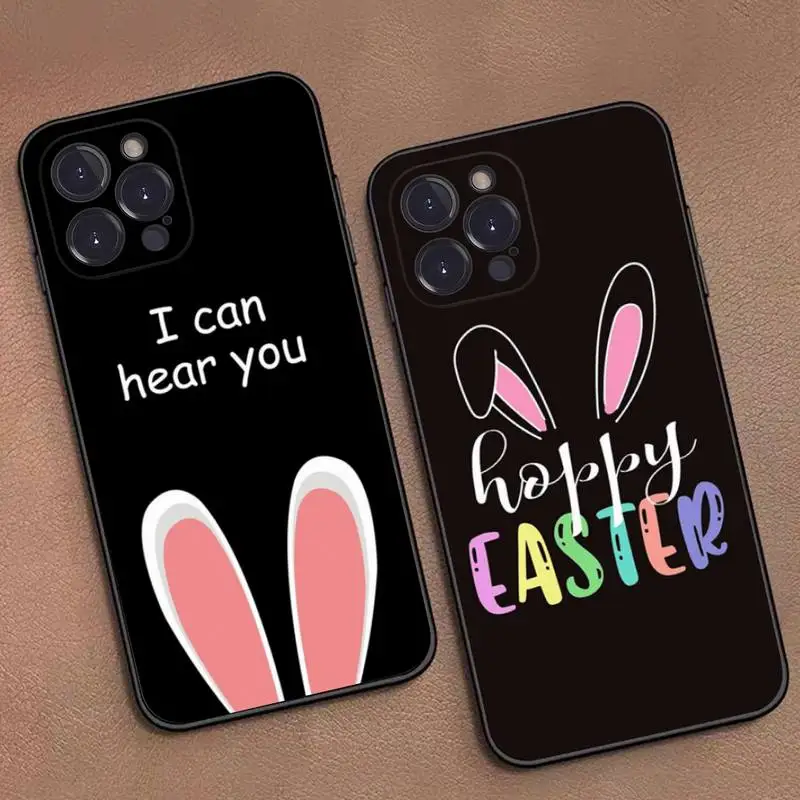happy easter kawaii rabbit ears Phone Case For iPhone 14 11 12 13 Mini Pro Max 8 7 6 6S Plus X SE 2020 XR XS Funda Case