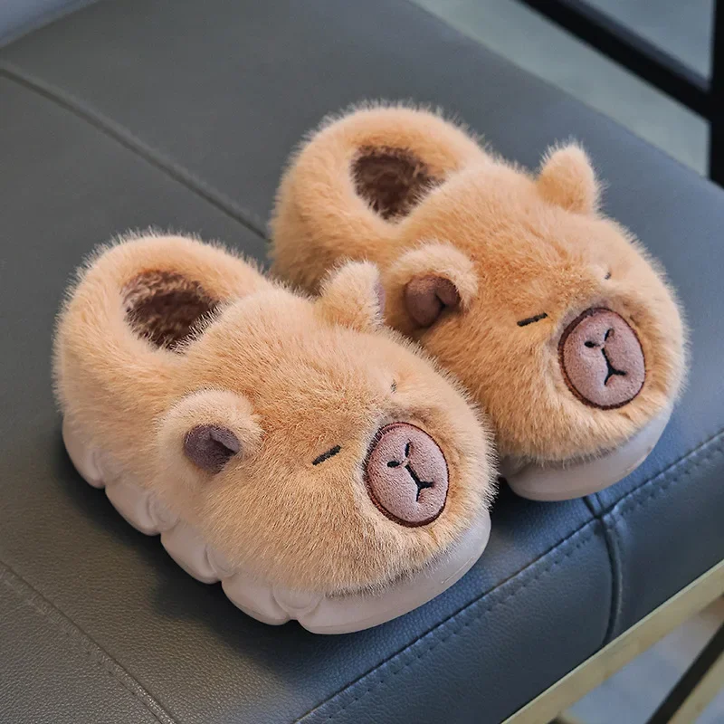 Capybara Kinder-Winter-Baumwollpantoffeln Neue Jungen-Mädchen-Cartoon-Hausschuhe Rutschfeste Bequeme Weichsohlen-Plüschpantoffeln – Detail 11