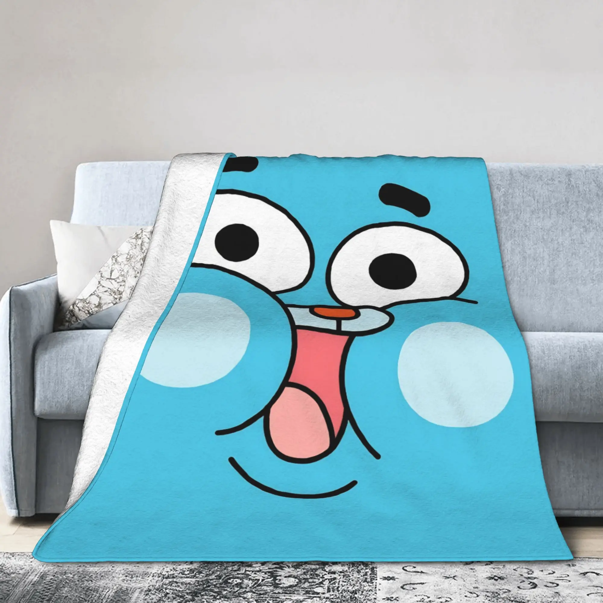 Gumballs Face Flannel Blanket Customized Throw Blanket for Home 150*125cm Plush Thin Quilt,