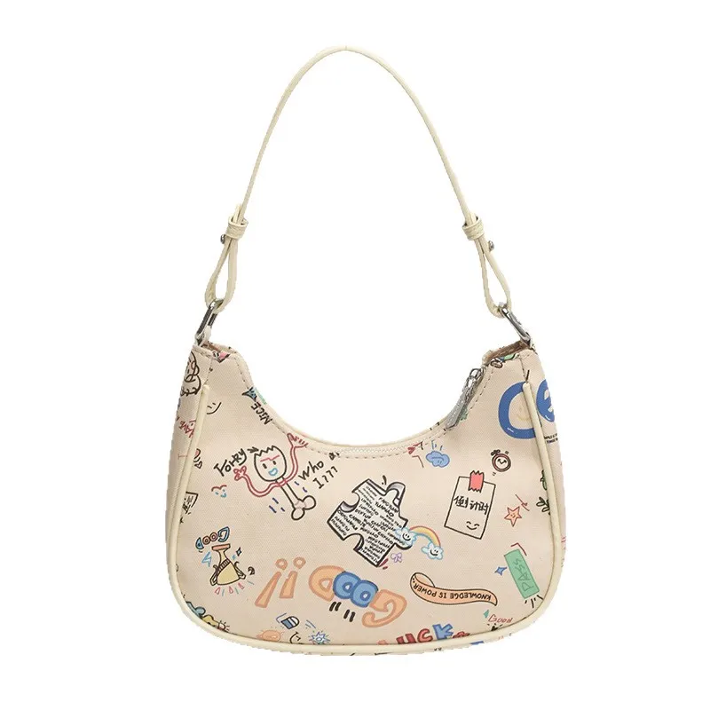 

Women's 2025 Retro Graffiti Armpit Bag - Simple Foreign Style Versatile Dumpling Shoulder Messenger High-Sense Niche