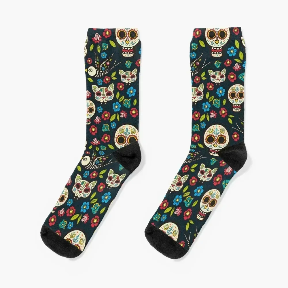 Sugar Skulls Pattern Socks Climbing custom retro winter thermal Mens Socks Women's