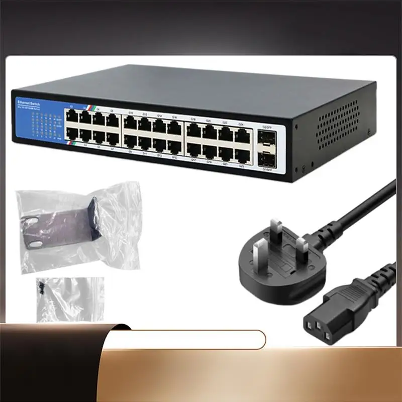 

X64A-24+2SFP Gigabit Switch 10/100/1000Mbps Network Switches As Shown Gigabit Hub Switch For Small LAN UK Plug