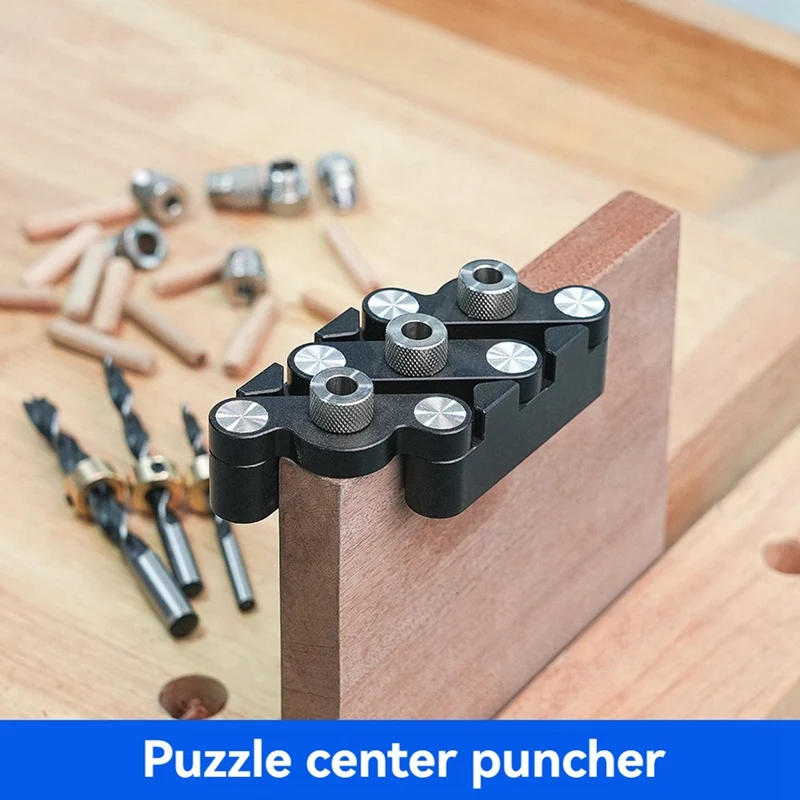 ABKJ-Woodworking Punch Locator Round Wood Tenon Self-Adaptive Centering Punching Furniture Puzzle DIY Wood Pin Vertical Hole