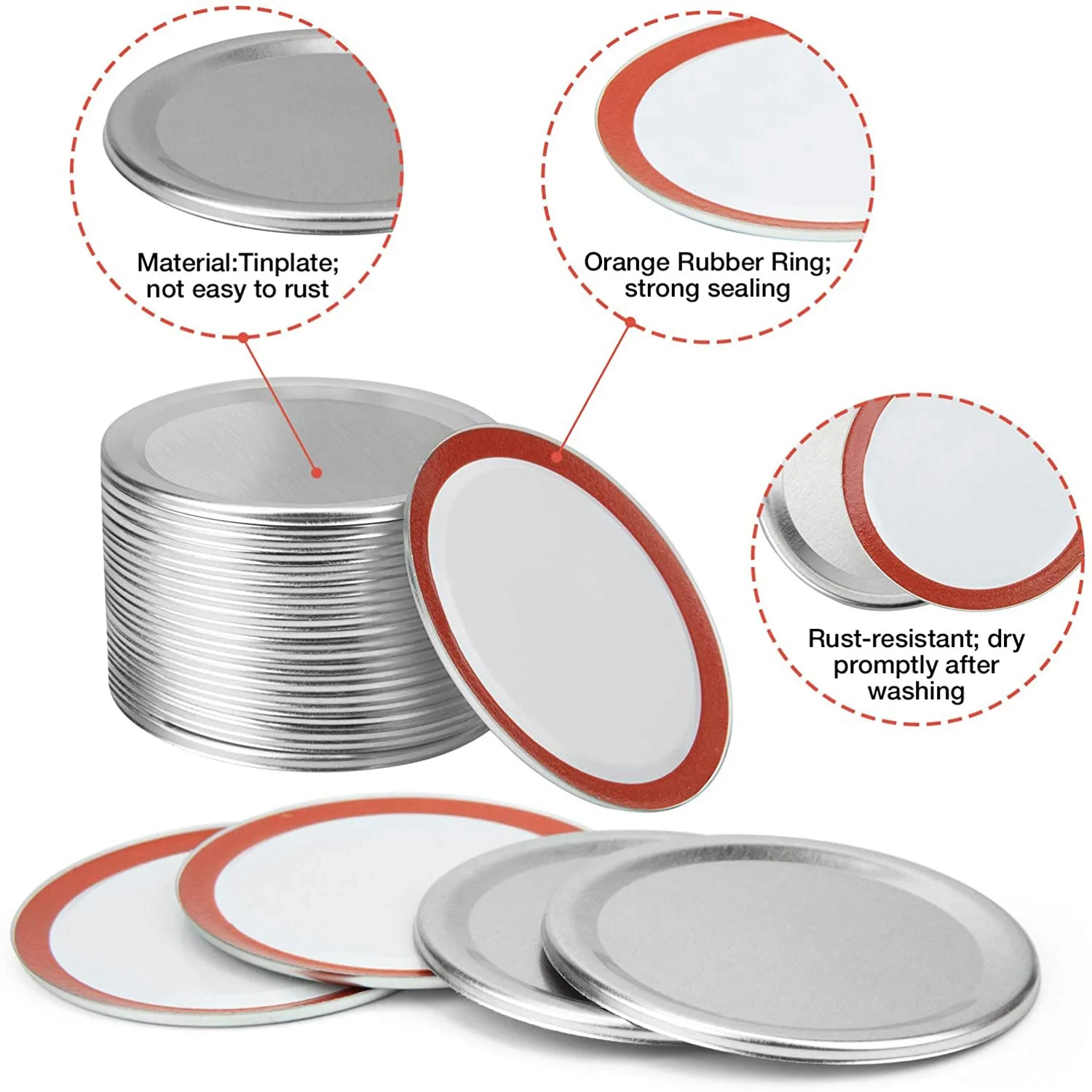 24 PCS Jar Lids, Regular Mouth Canning Lids Reusable Split-Type Leak Proof Canning Lids with Silicone Seals Rings &LICG