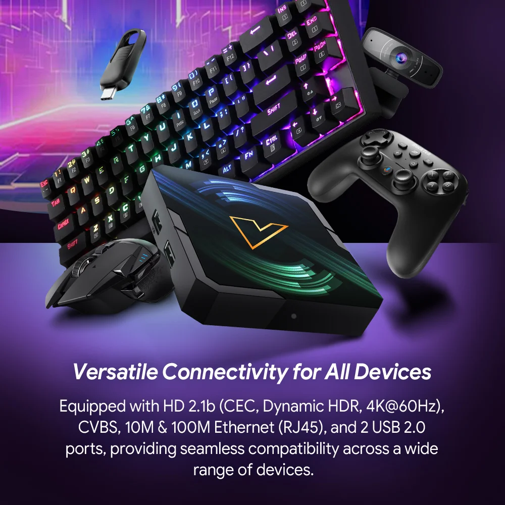 VONTAR R5 ATV Android14 TV Box Realtek1325 CPU A55 Edge AI Mali-G57 GPU Mendukung AI-PQ AI-SR HDR10+Wifi6 Media player Set top box