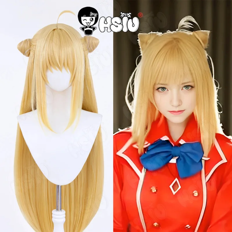 Terakomari gandesblood cosplay wig anime hikikomari the vampire cosplay wig hsi90 cm gold long hair synthetic wig wig cap