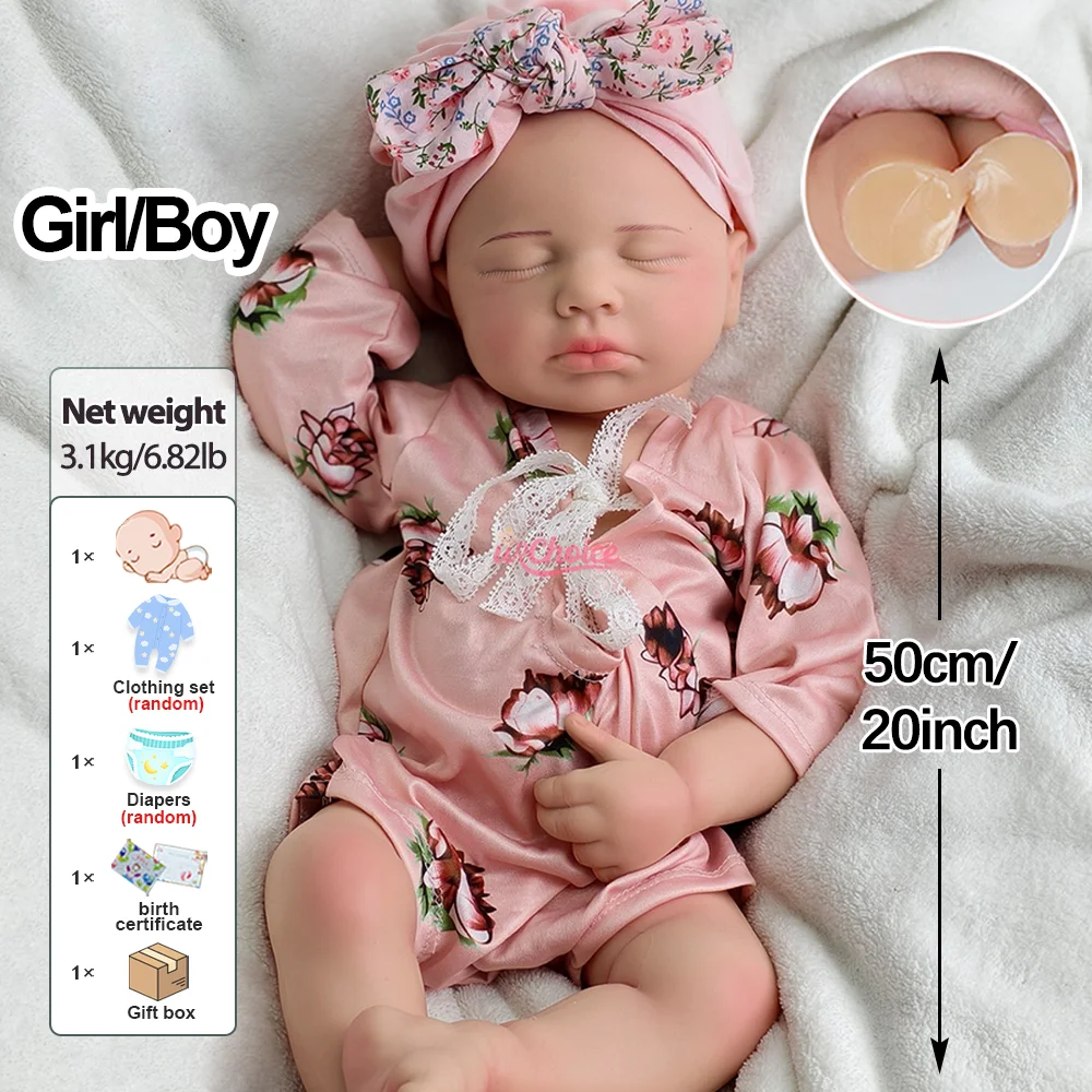 20 Zoll Silikon Reborn Preemie Babypuppe Mädchen & Junge Realistische Details Neugeborene Puppe für Künstler Repaint DIY Reborn Puppenspielzeug