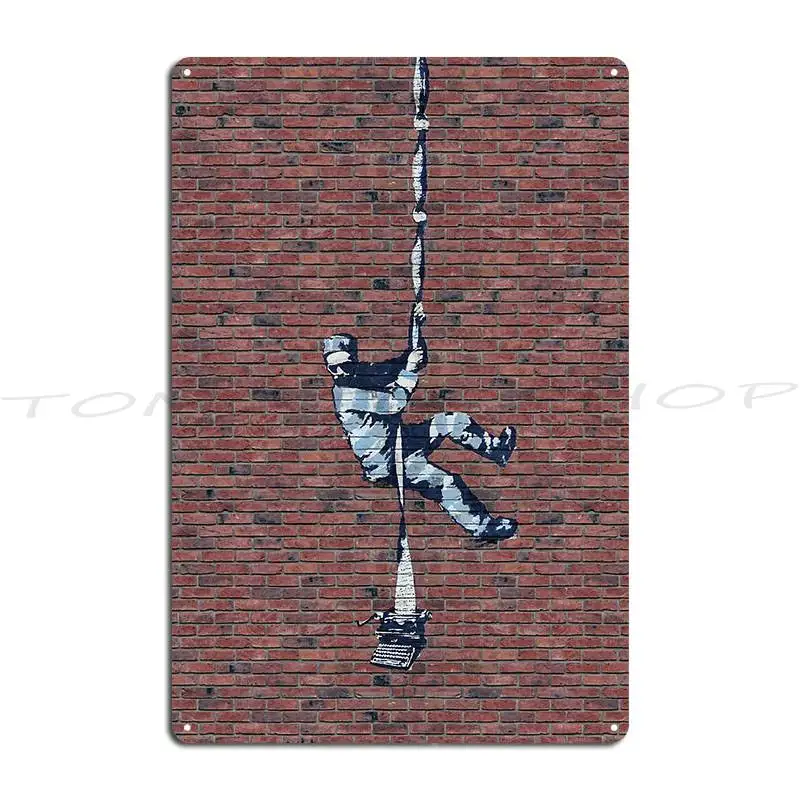 Banksy Create Escape Escaping Prisoner Graffiti Metal Sign Wall Plaque Kitchen Create Retro Customize Tin Sign Poster