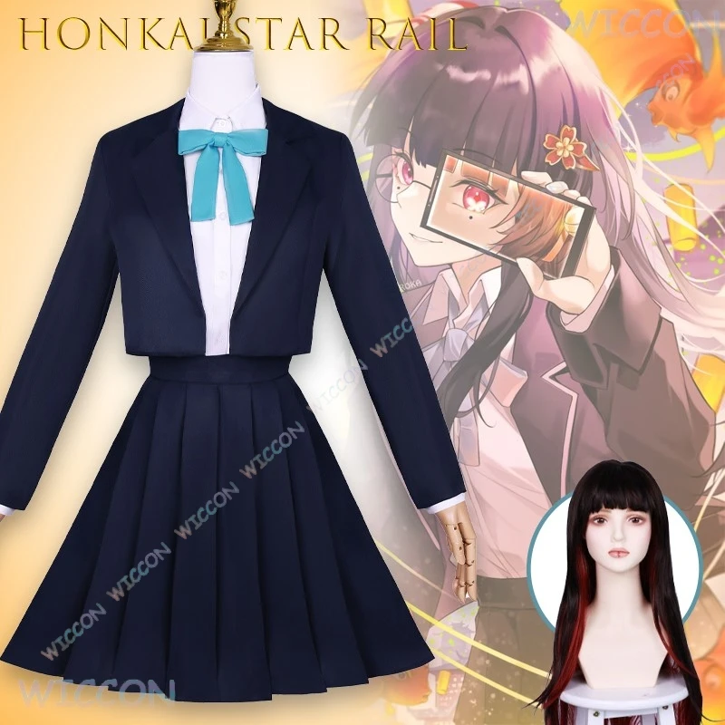 

Honkai Star Rail Sparkle Hanabi Cosplay Costume School Uniform JK Skirt Masked Anime Game Character Outfit Halloween Party Cross