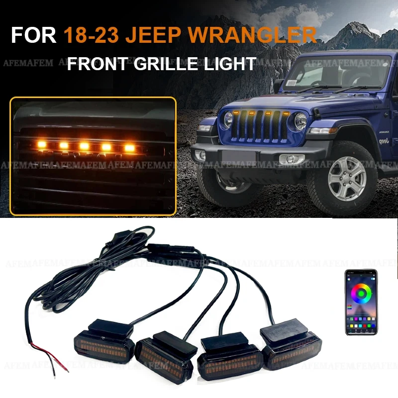 Front Grille Lights FOR 18-23 JEEP WRANGLER Original Factory Grille, Exterior Grill Lamp decorative light daytime running light