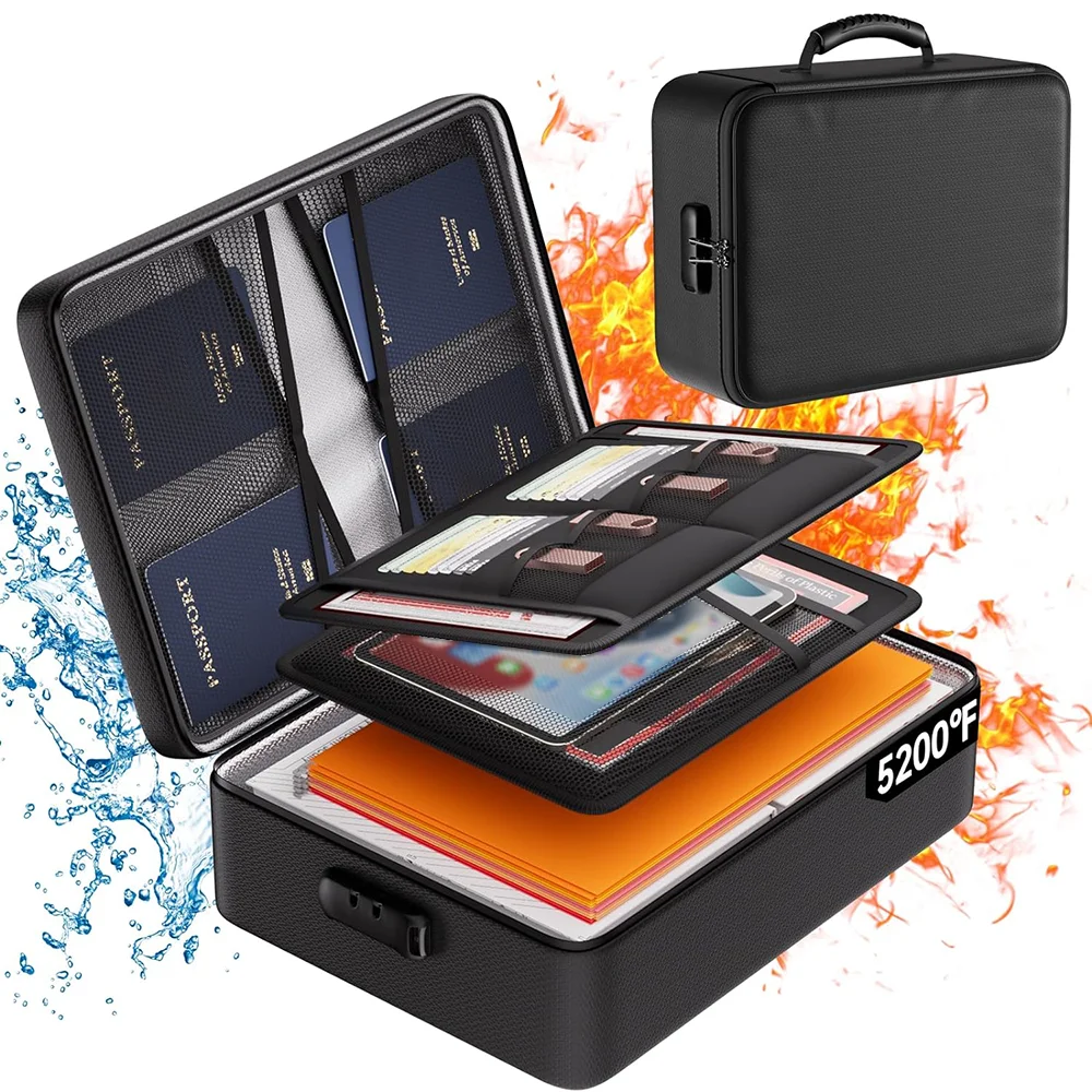 

Upgraded Fireproof Organizer Bag Aluminum Foil Fireproof File Storage Bag with Locking File Organizer Bag