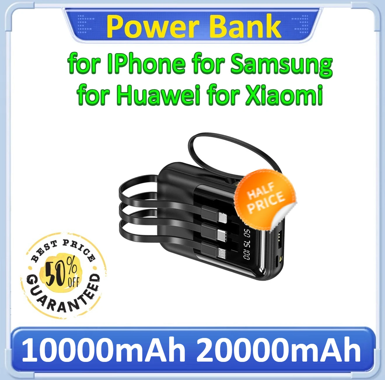

Mini Power Bank with Lanyard Portable External Battery for IPhone for Samsung for Huawei for Xiaomi 10000mAh 20000mAh