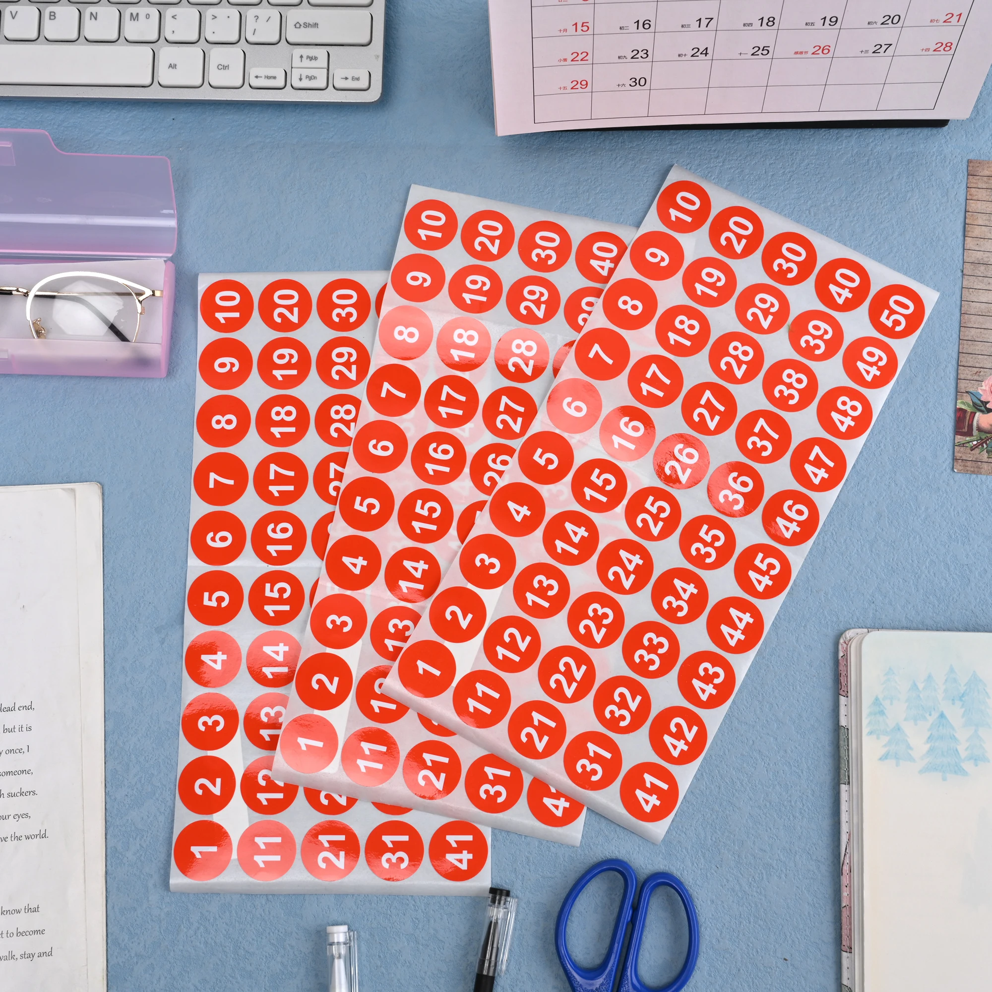 1-50 51-100 Letter Number Sticker Self-Adhesive Waterproof Labels Number Advent Stickers Calendar Number Paper Stickers Decor