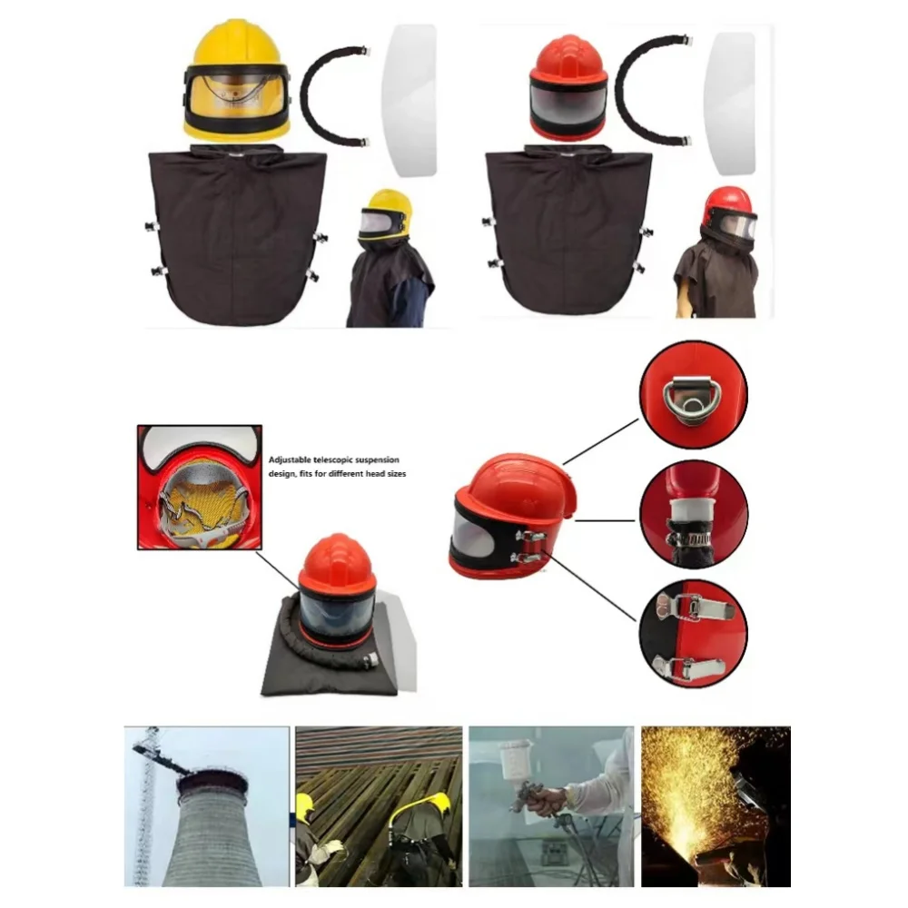 Protective sandblasting helmet, high-quality ABS dust mask, sandblasting protector with temperature adjustment device