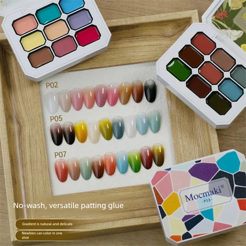 Фото Палитра гель-красок Mocmaki Solid Nail Gel Palette Mud Painting, весенне-летние цвета для дизайна ногтей, полуперманентный гель-лак, смывающийся, УФ-гель.