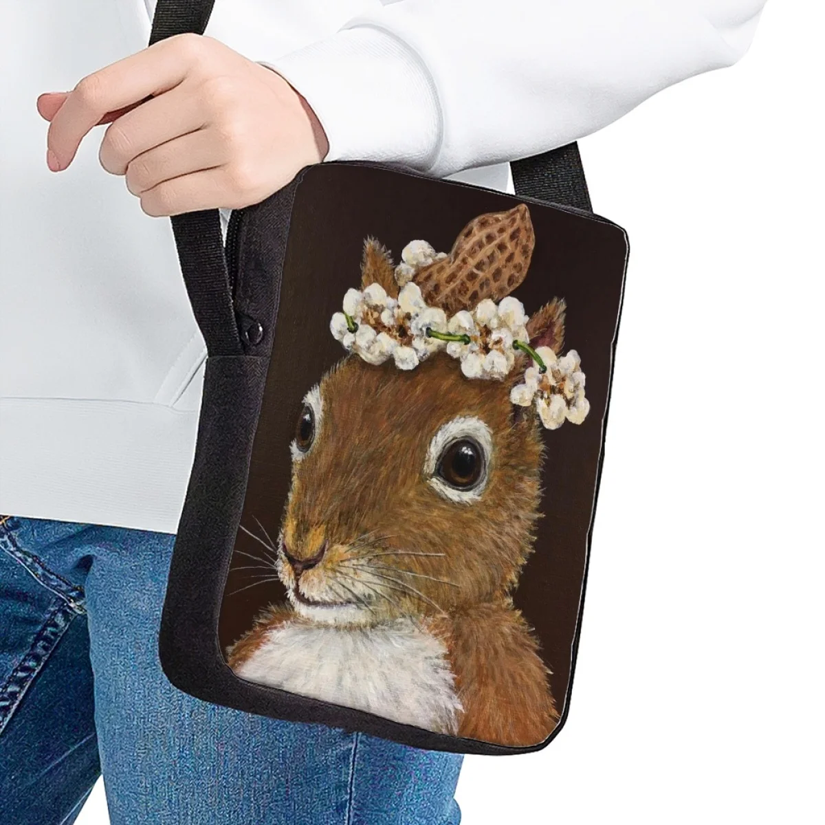 Canvas Crossbody Tas Met Dierenpatroon Voor Kinderen Mode Cartoon Schoudertas Casual Reizen Verstelbare Messenger Bag