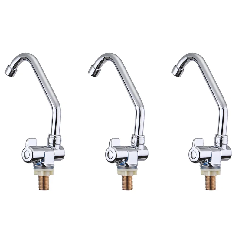 

HRBAJ-3X Foldable RV Faucet Rotating Single Handle Deck/Wall Mounted RV Kitchen Tap Copper Cold Water