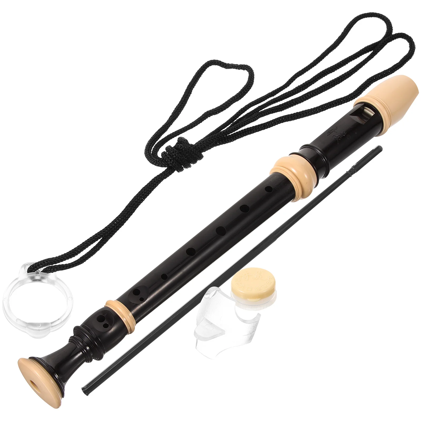 1 Juego de flauta grabadora de resina con 8 agujeros, instrumento Musical negro para niños, Material duradero, accesorios profesionales de diseño de sonido