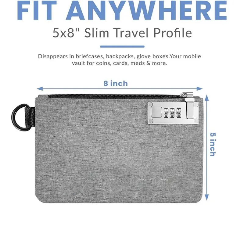 【THANKSGIVING DAY】Aerthezu Money Bag With Lock, Zipper Secure Cash Storage Bag, Travel-Safe Lockable Bank Carry Case- 2 Pack In