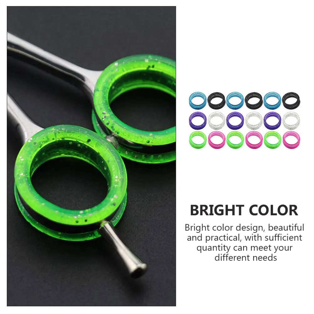 

18pcs Silicone Scissors Finger Rings Soft Anti-Slip Grip Inserts For Hairdressing Grooming Tools Shear Thumb Protector Ring