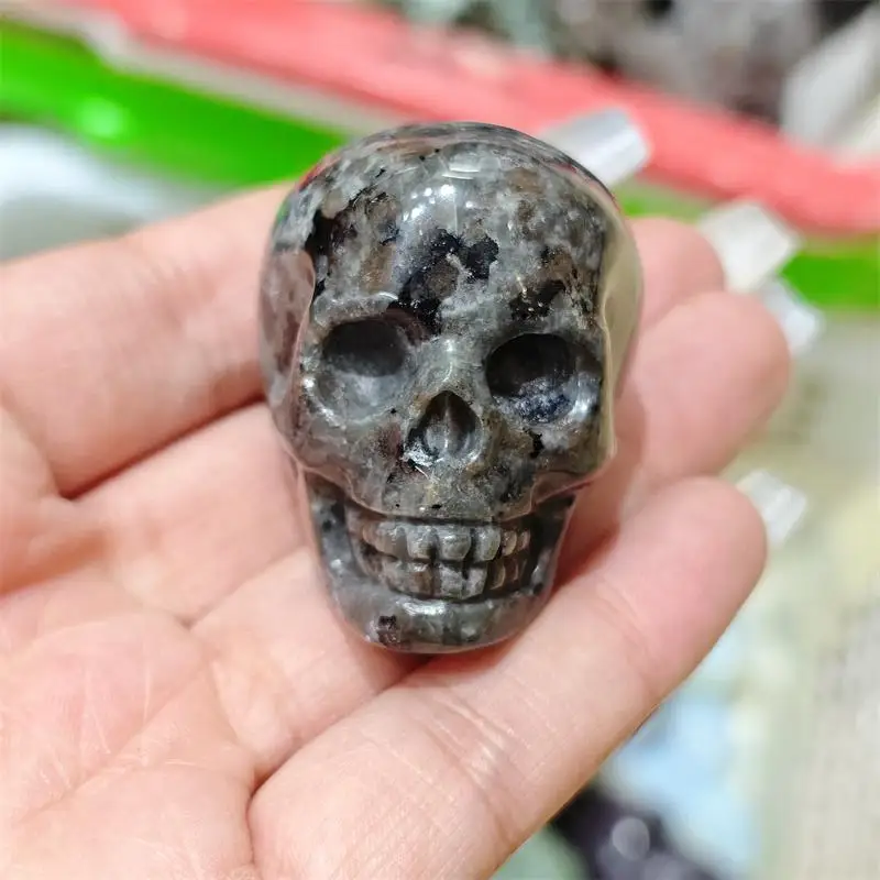 Natural Yooperlite Skull Ring Carving Healing Fengshui Stone Gemstones Home Decoration Holiday Gift 1PCS - view 4