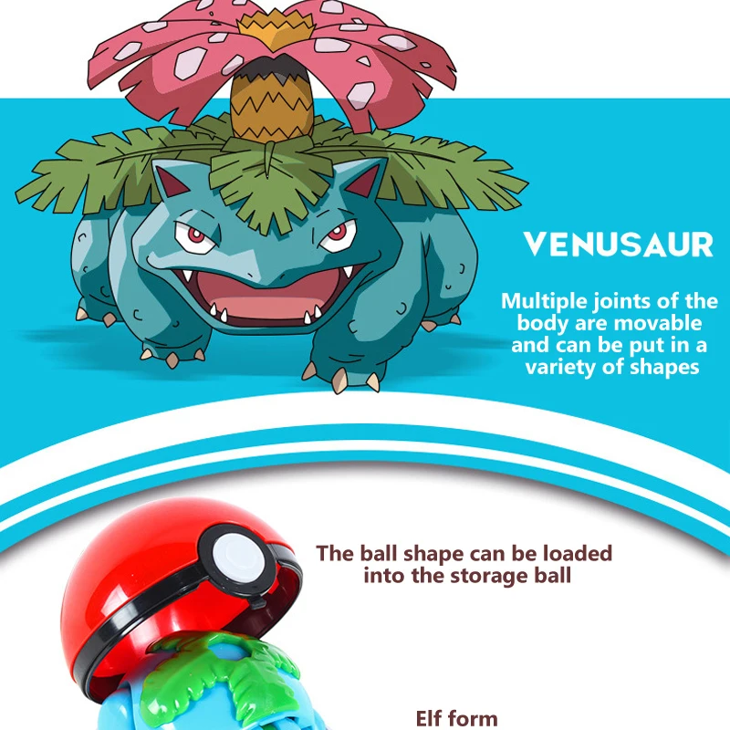 Pokemon Transform Poké Ball Pikachu Pokeball Charizard Bulbasaur Figuren Spielzeug Ornamente Mewtwo Gengar Modellpuppe Kindergeschenke – Detail 11