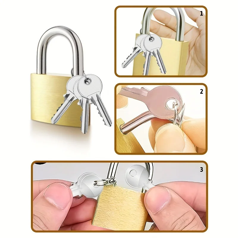 20mm Copper Padlocks Small Locks for Travel Backpack Luggage Case Locker Security Home Improvement Hardware Include 3 Keys