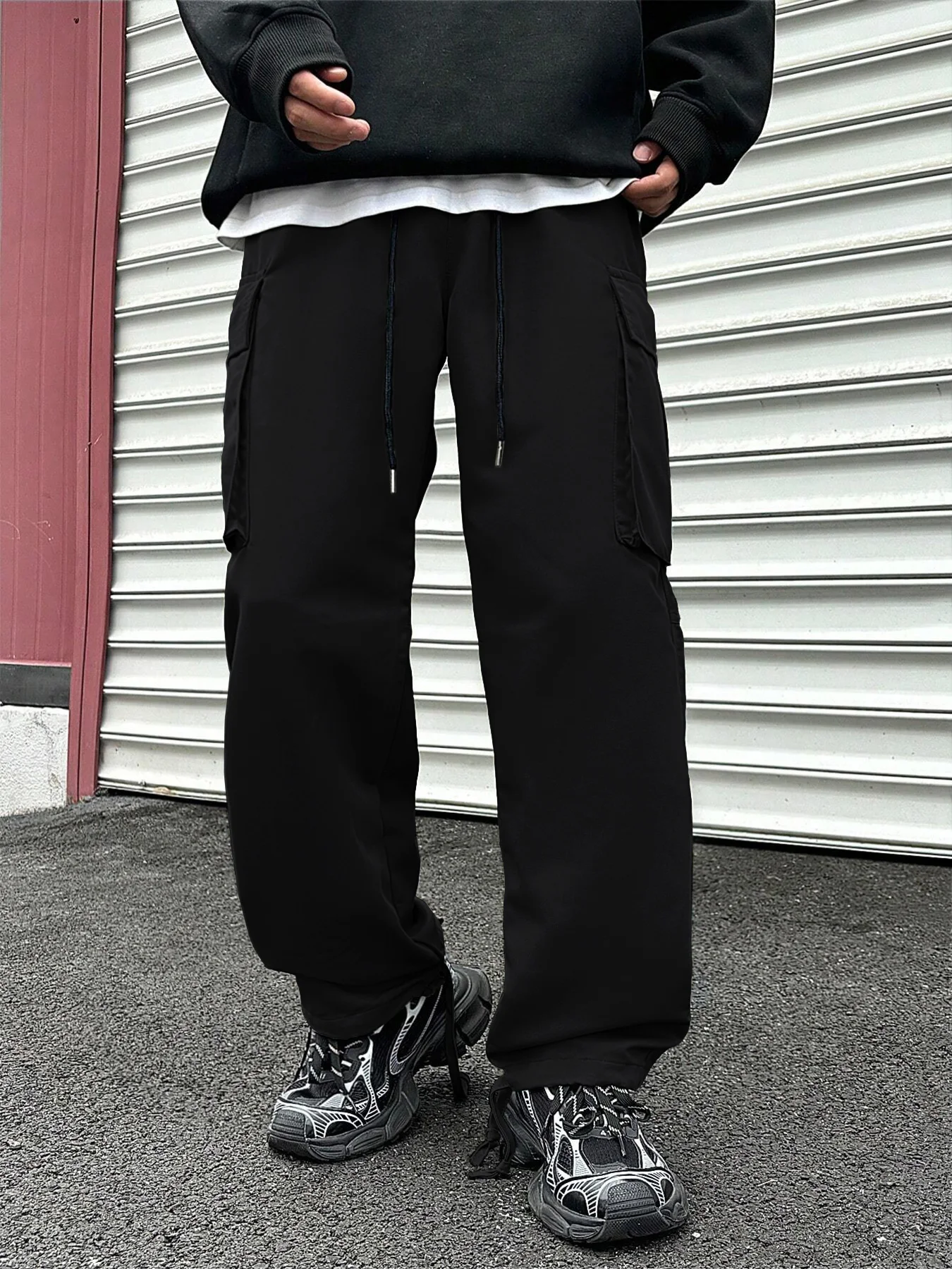 

Мужские рабочие брюки прямого кроя, свободные повседневные брюки-карго с широкими штанинами, длинные брюки свободного кроя