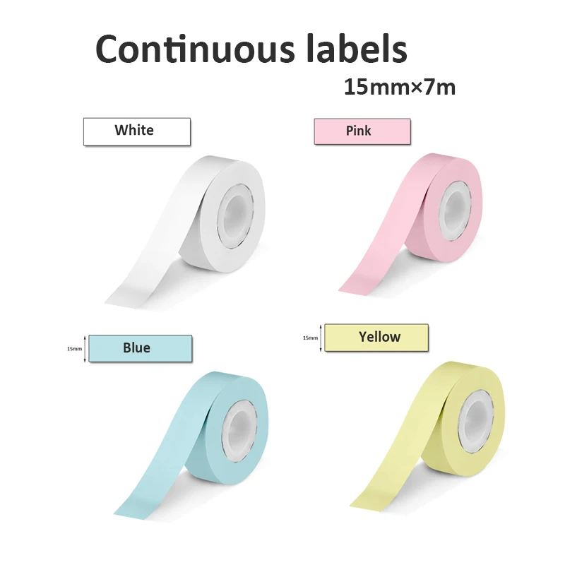 自己粘着性の白いラベル,15mm x 7m,p12/p15/p50/q30/d30用,1ロール