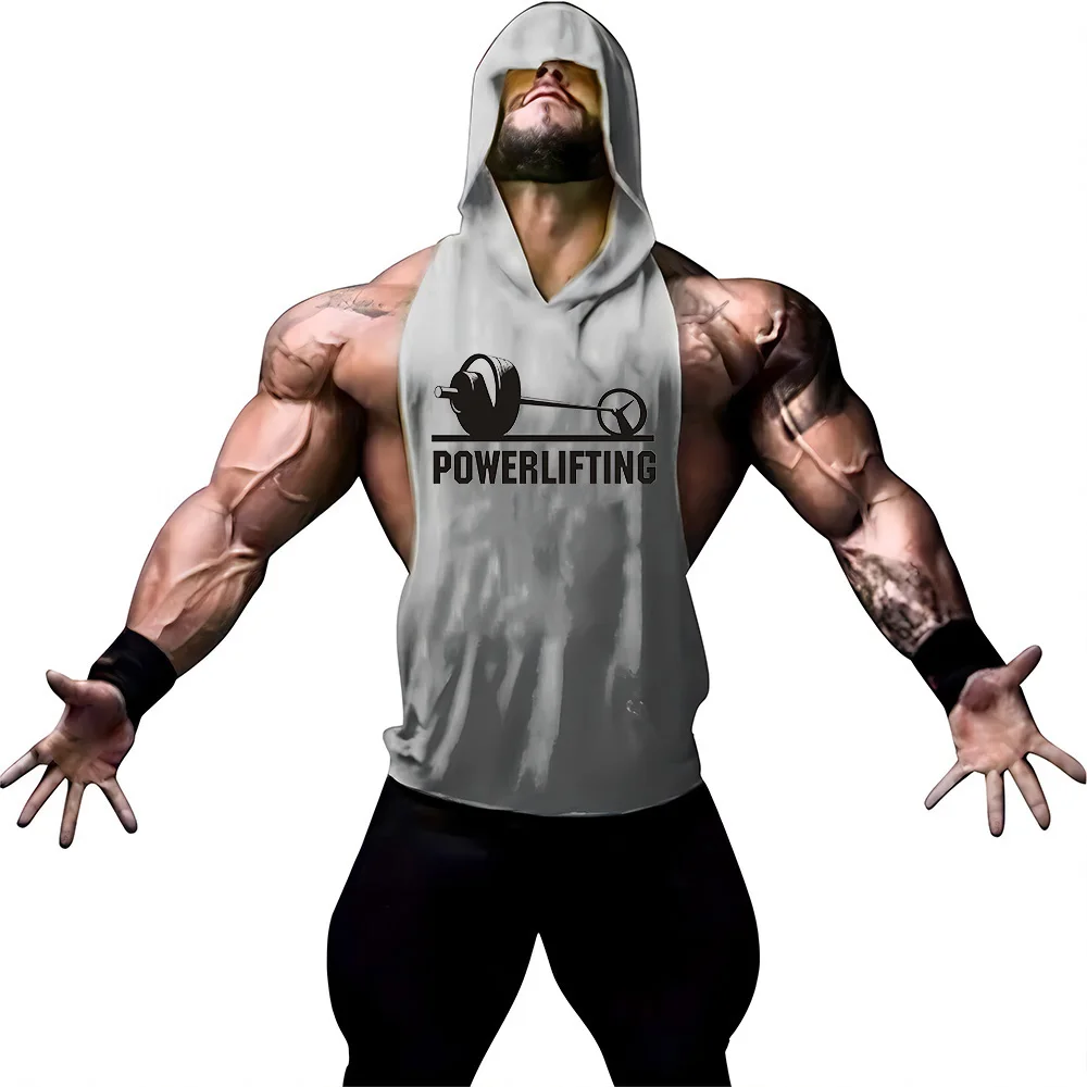 

Multi color printed fitness trend, fashionable and breathable quality outdoor daily men's sports style hooded vest, quick drying