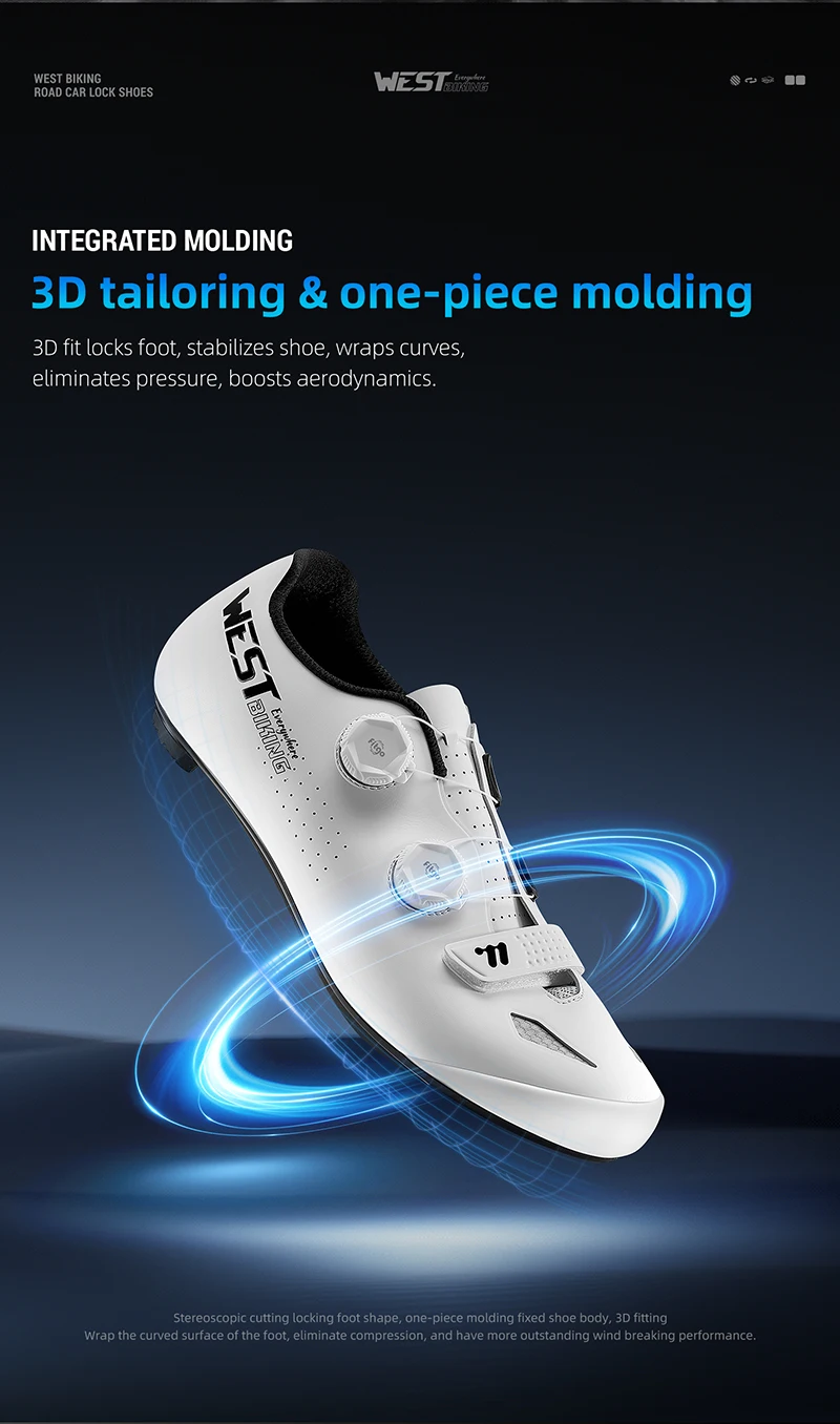 WEST BIKING Rennradschuhe für Herren, Carbonfaser-Sohle, selbstsichernde Fahrradschuhe, Dual-Drehknopf, atmungsaktive Rennsneaker, Fußbekleidung – Detail 13