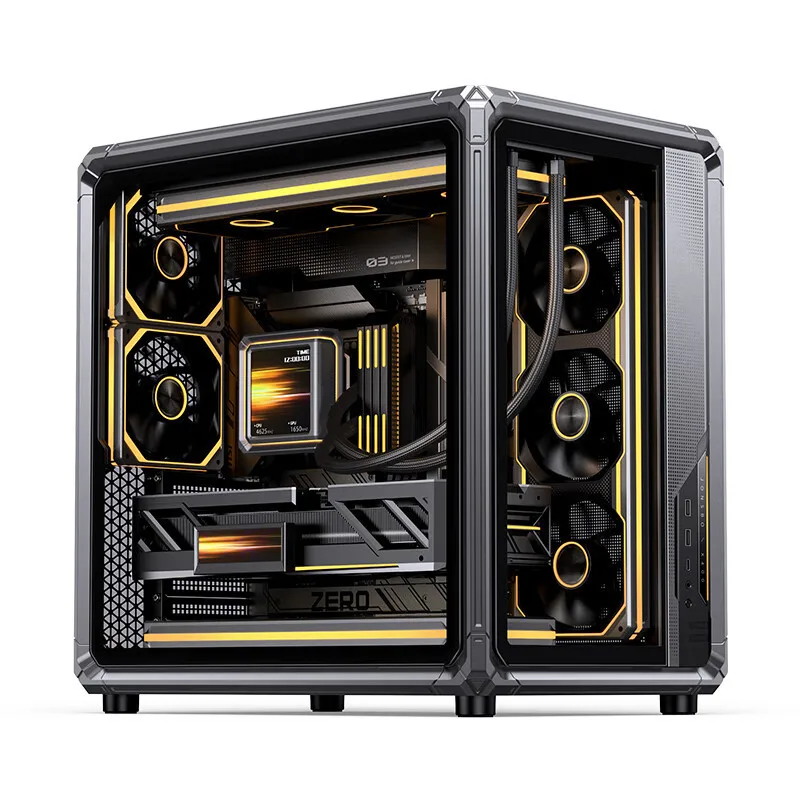 

sea view room desktop, computer chassis is divided into warehouses, back insert bone frame, quick dismantling e-sports chassis