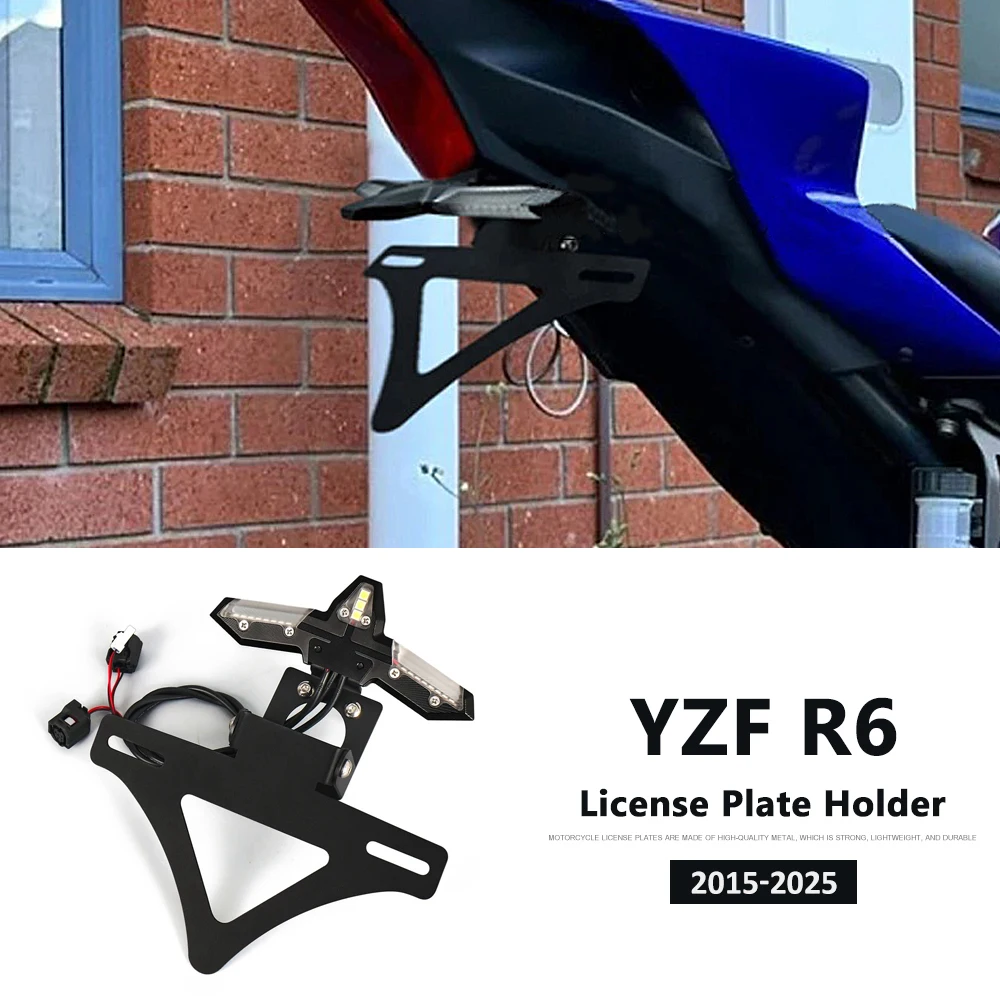 

For Yamaha YZF R6 YZF-R6 YZFR6 2015-2025 2024 License Plate Holder Fender Eliminator Registration Bracket Turn Signal Motorcycle