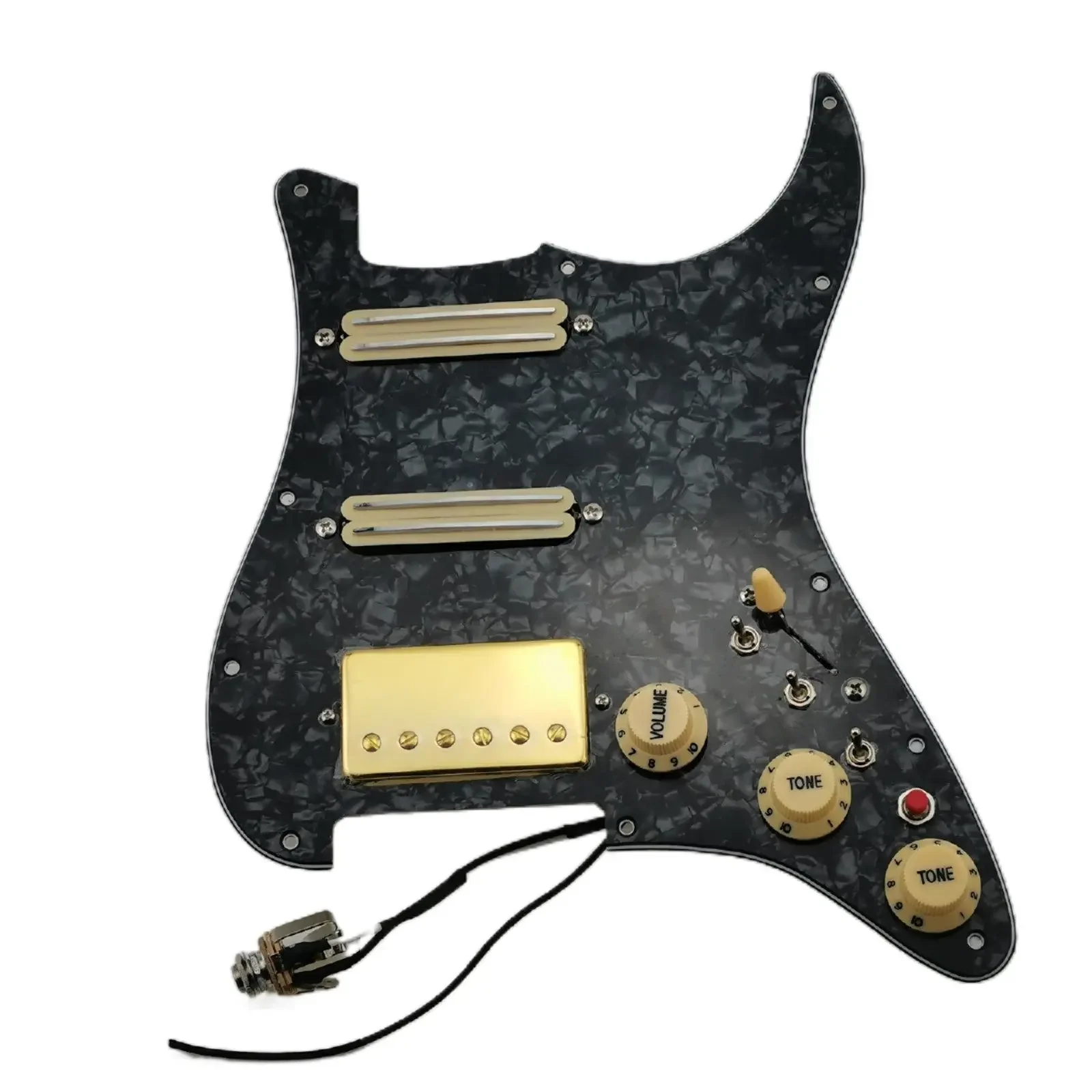 

HSS Guitar Guitar Pickups Alnico V Humbucker Pickup Prewired Pickguard Pickups Guitar Wiring Harness Mini Single Cut Gold Set