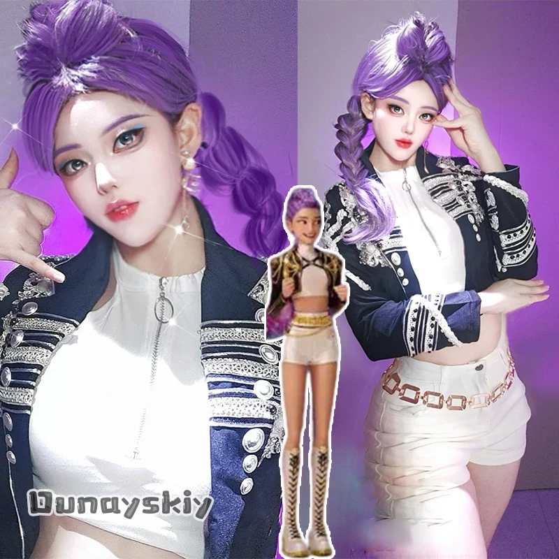 

Anime Huntrix Rumi Cosplay Black Costume Solid Spliced Diamond Jacket Stage Uniform DIY kpop Rumi Disguise Black Set For Women