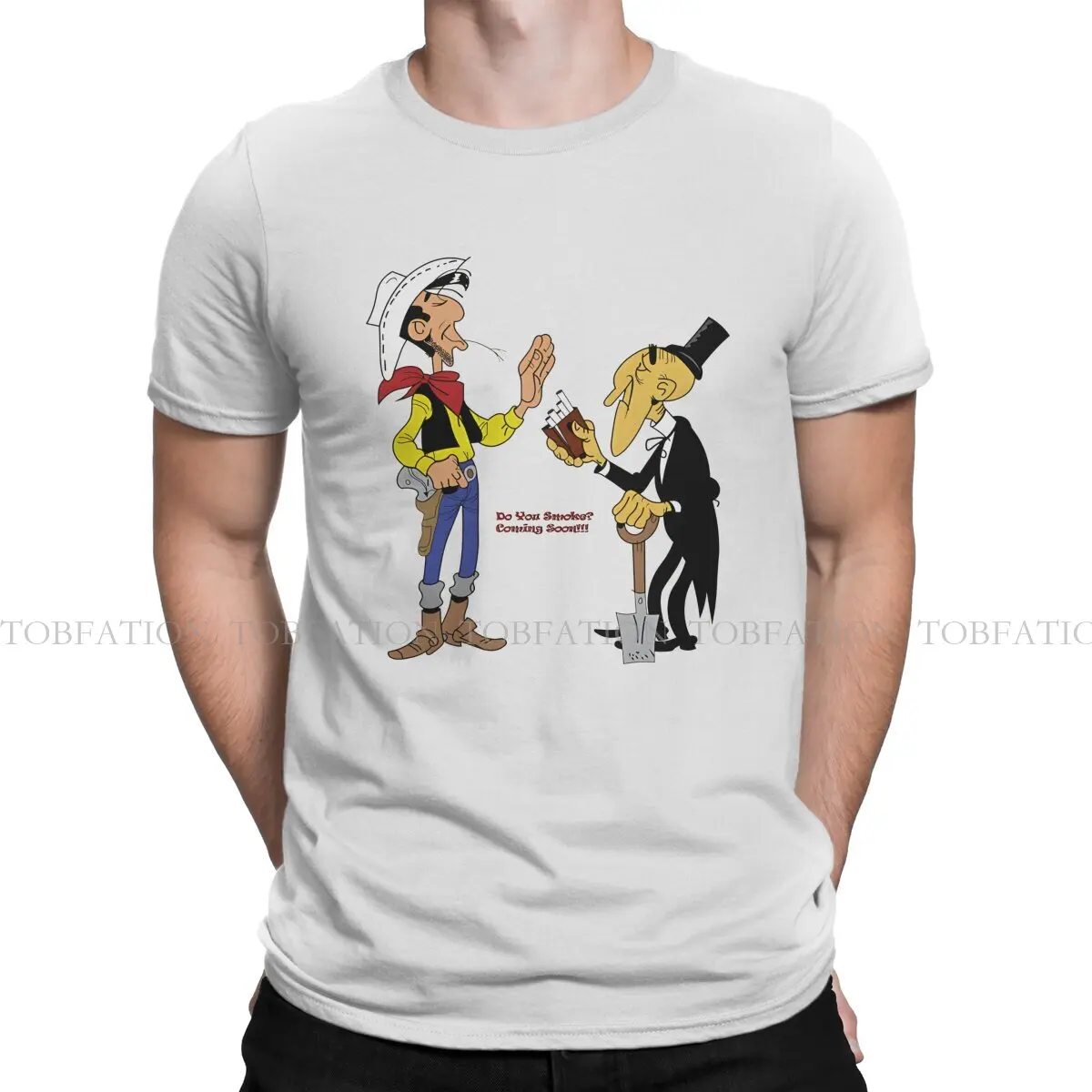 Lucky Luke Cartoon Comic 100% Cotton TShirts Undertaker Print Men's T Shirt Funny Tops 6XL