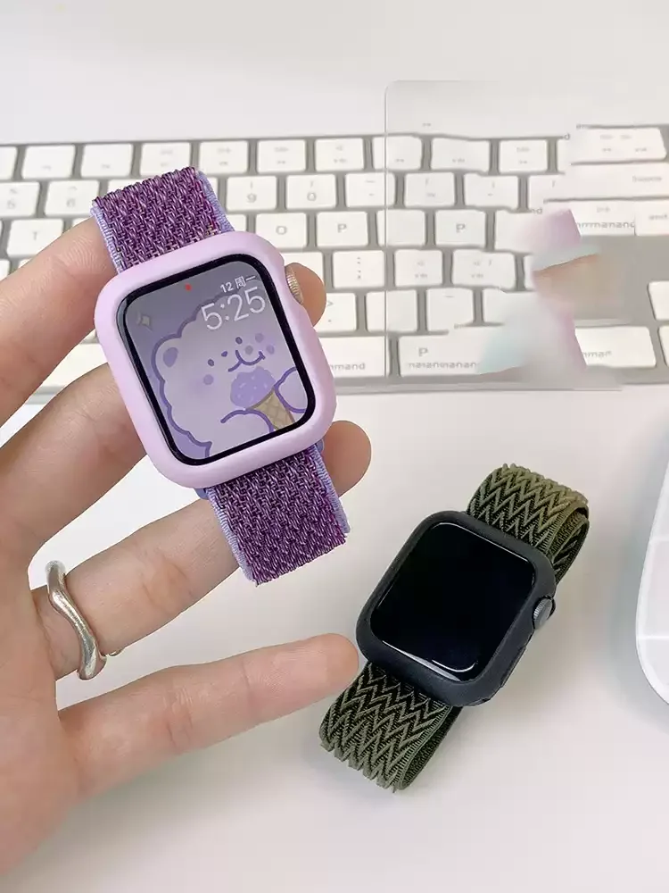 حزام نايلون لساعة أبل 41 مللي متر 40 مللي متر 44 مللي متر 45 مللي متر 49 مللي متر 42 مللي متر 46 مللي متر مطاطا ليوبارد سوار iWatch سلسلة 10 9 8 7 se 6 5 Ultra