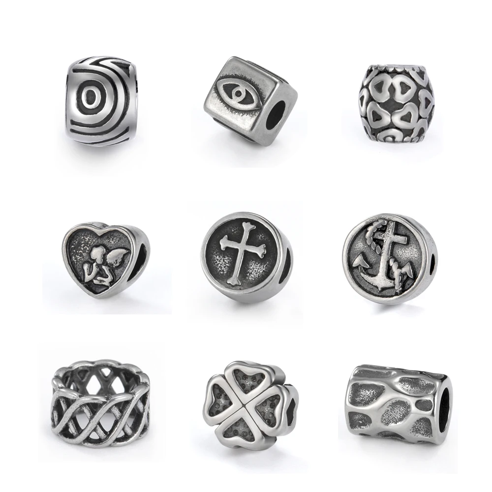 My Shape 5pcs Vintage Charms for Bracelets for DIY Jewelry Making Stainless Steel Connector Bead Link Pendants Charms Wholesale
