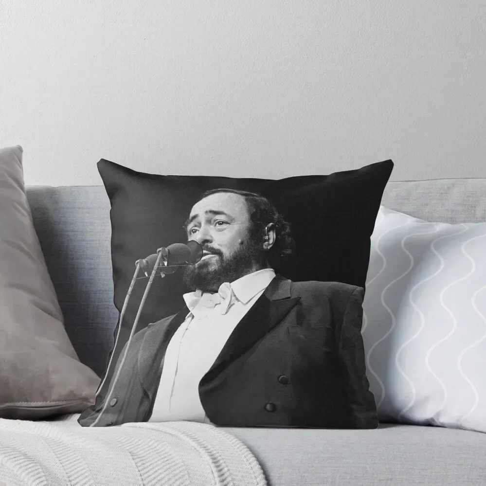 Luciano Pavarotti - BW Photograph Throw Pillow luxury home accessories Pillowcases pillow