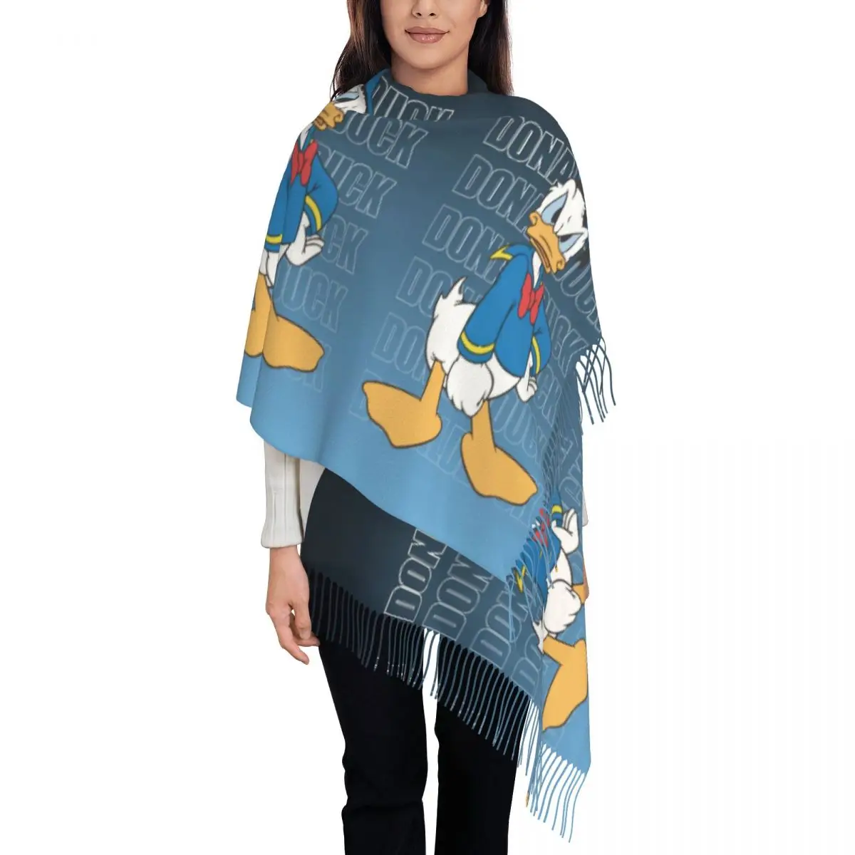 Custom Print Angry Donald Duck Scarf Women Men Winter Fall Warm Scarves Shawls Wraps