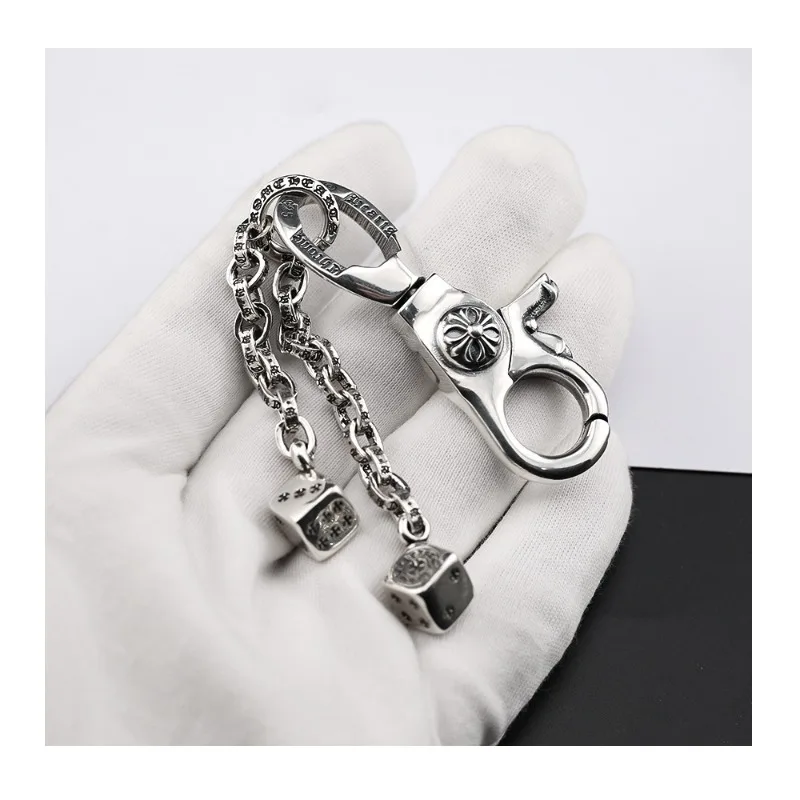 

New Chao Xuan Kro Cross Dice Tail Personalized Keychain Retro Men's Fashion Thai Silver Dice Keychain