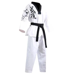 Uniformes de Taekwondo para hombres y mujeres adultos, traje de entrenamiento, cinturón blanco gratis