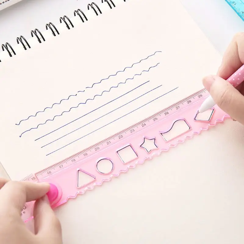 2022 New 30cm Korean Flexible Folding Ruler Multifunction Plastic Drawing Rulers Office School Stationery Students Kids Gifts