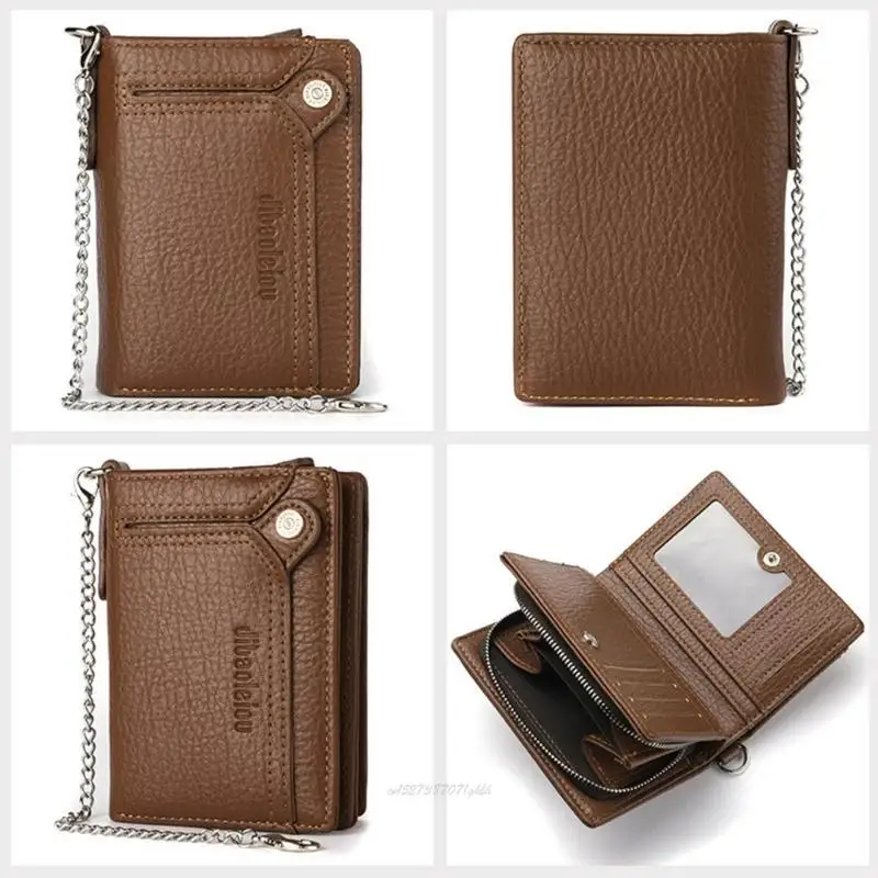 X5XA Fashionable Card Holder PU Leather Wallet with Removable Chain for Car License