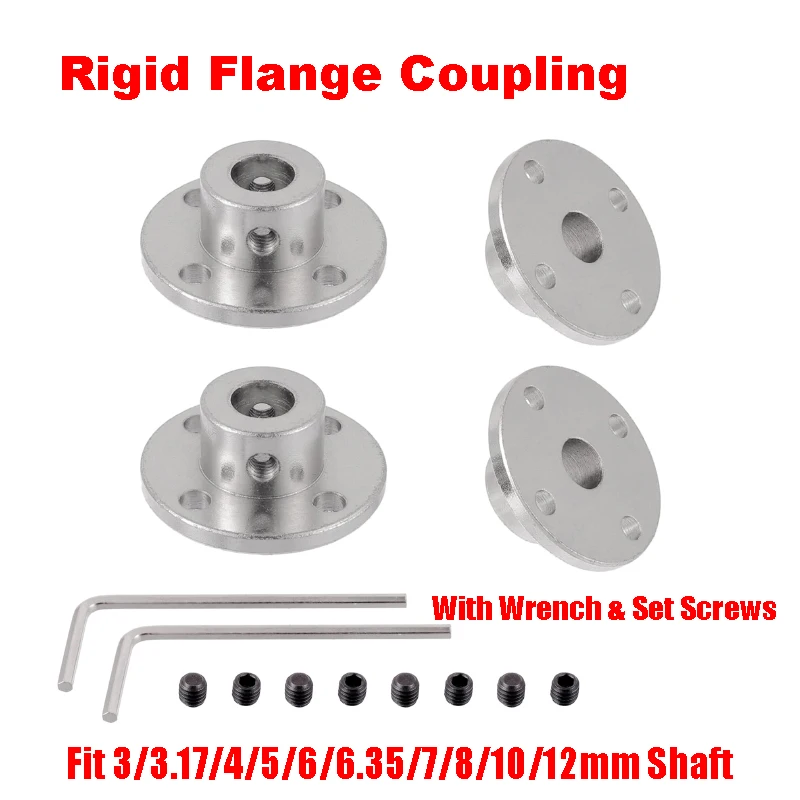 Shaft Flange Coupling Coupler With Set Screws Wrench For Motor Drive Transmission DIY Rigid Coupling Hardware Fastener