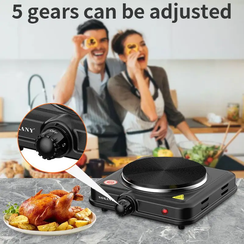 Single Burner Cooktop,Electric Stove, Compact and Portable, 5 Level Adjustable Temperature Hot Plate, 1200 Watts,Easy to Clean