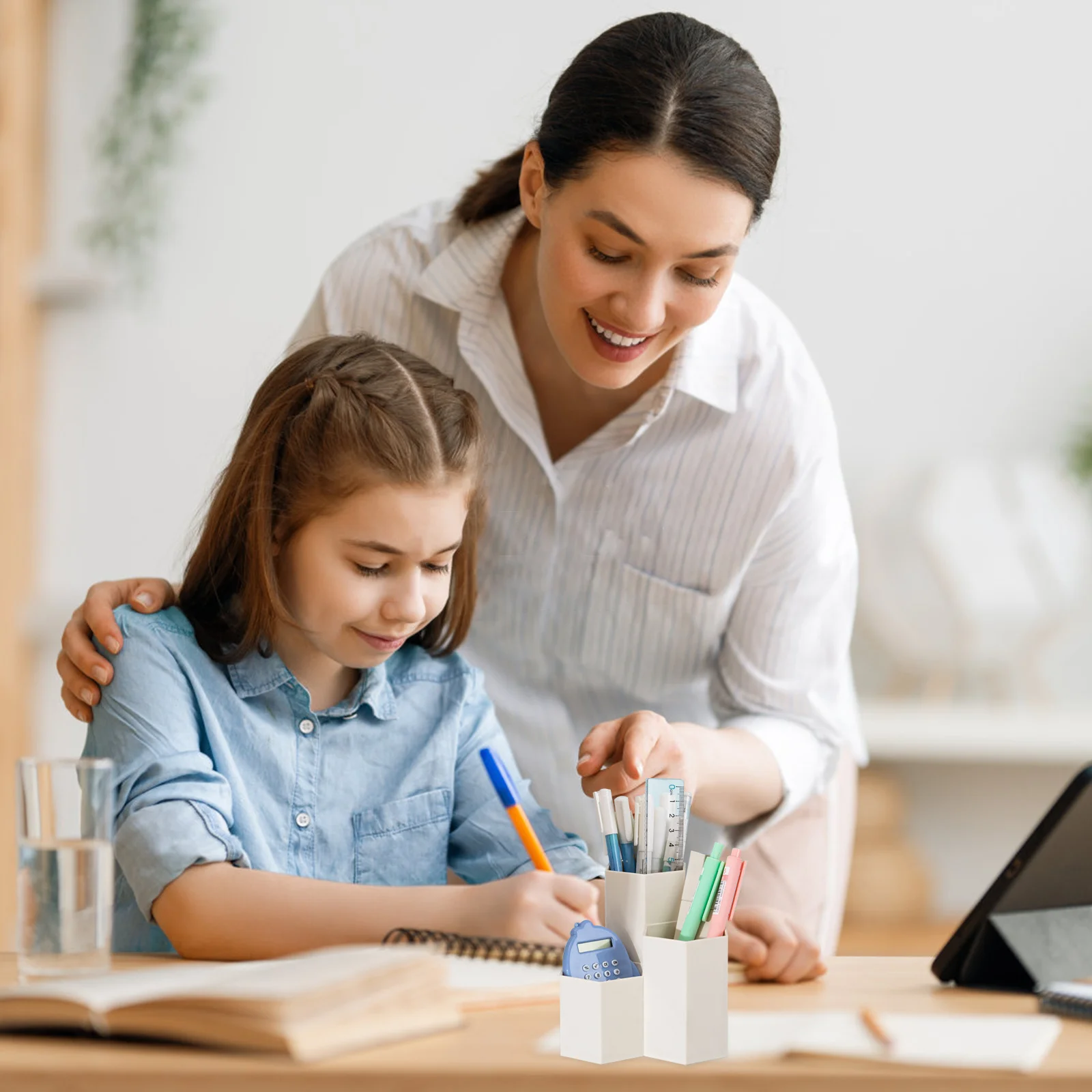 

Desktop Storage Box 12X6.3Cm Cream Hexagonal Pen Holder Pencil Organizer Plastic Pencil Pot For Office School Home