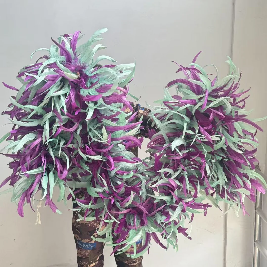 Customized Rooster tail Feathers Boa 25-30cm Chicken Feather Trim Shawl for Cosplay Stage Show sewing Clothing Scarf Decoration