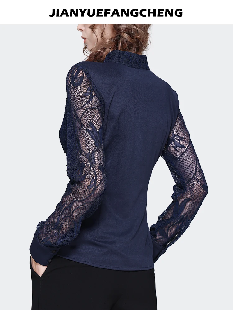 Vintage Chinese Style Satin Lace Blouse Women 2023 Autumn New Long Sleeve Stand Collar Top Hook Flower Hollow Elegant Slim Shirt